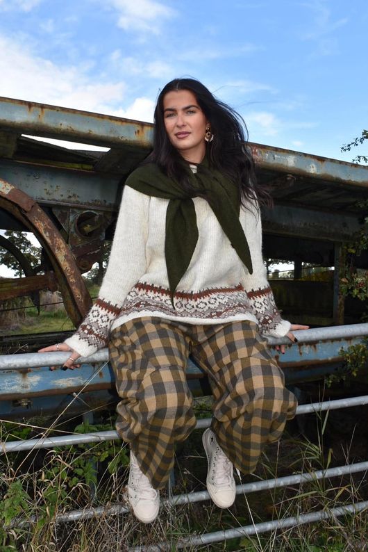 Nora Knit Shawl Khaki